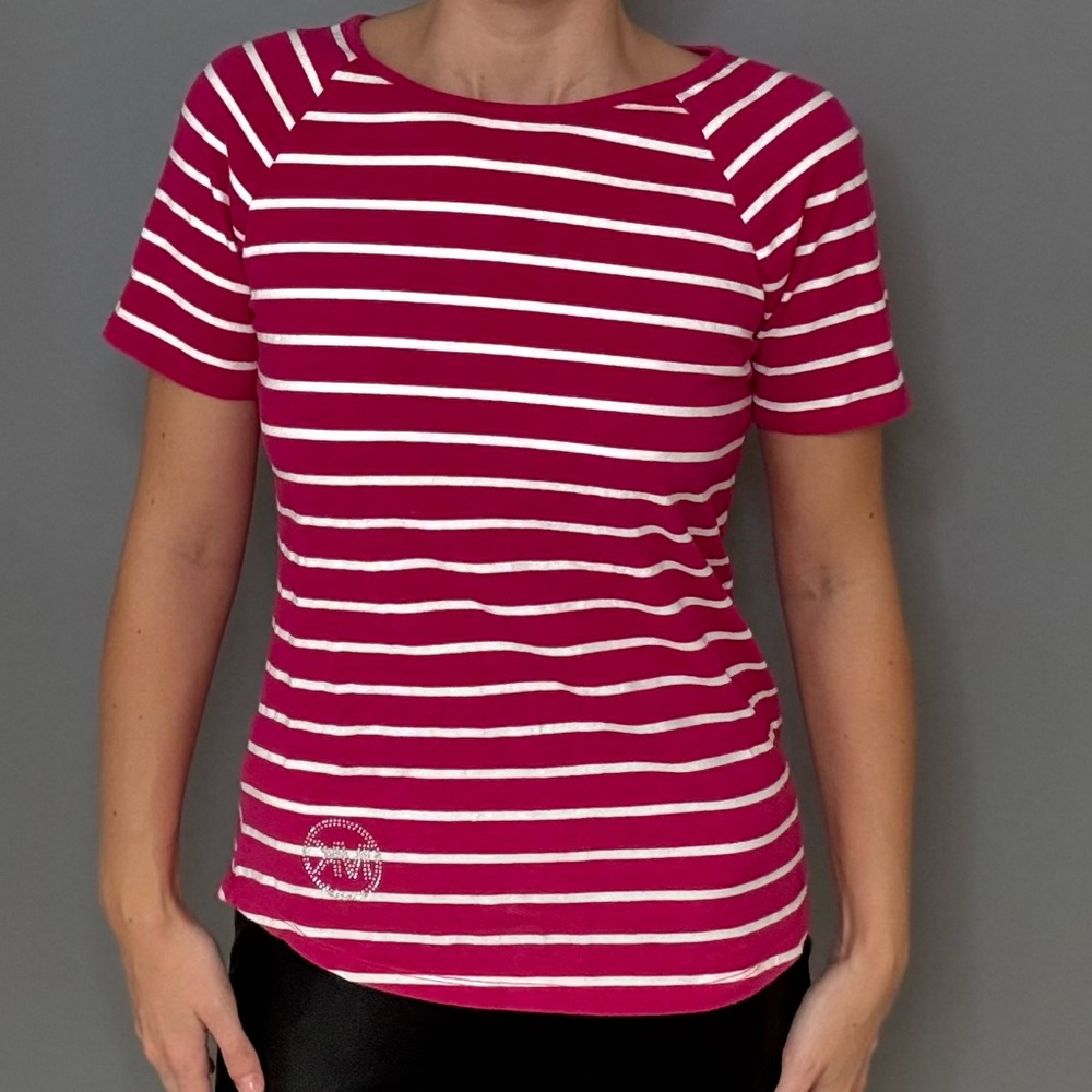 Michael Kora Striped Pink and White Women's Top